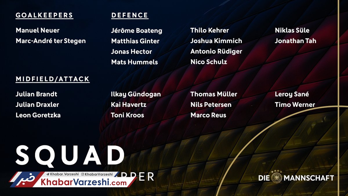 عکس| لیست جدید تیم ملی آلمان اعلام شد