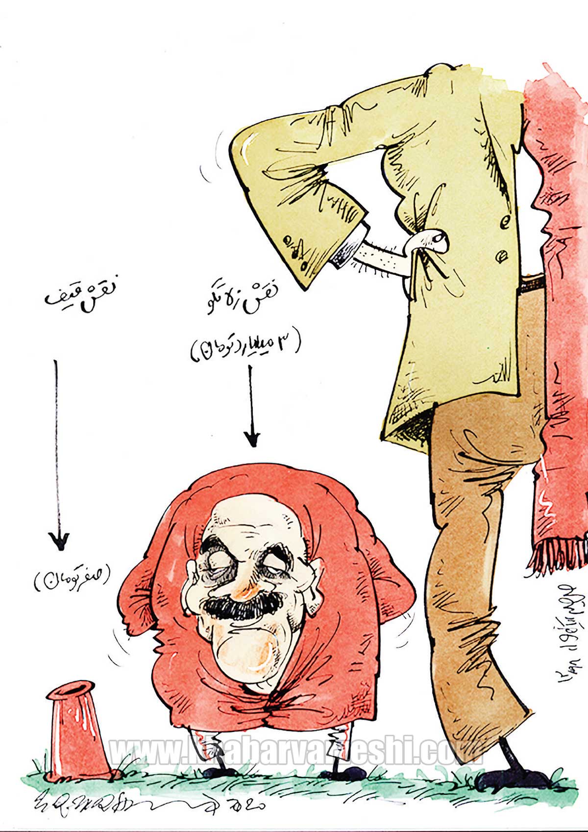 کارتون محمدرضا میرشاه‌ولد درباره غرمات ۳میلیاردی توسط زلاتکو