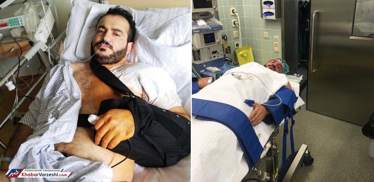 عکس| واکنش قهرمان وزنه برداری بعد از عمل جراحی